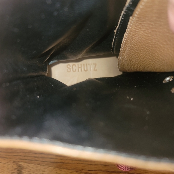NWT Schutz Zara Dark Tan Maroon Platform Genuine Leather Combat Heel Boots - Picture 9 of 17